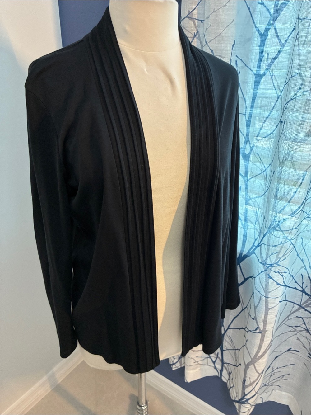 L.L. Bean Black Open Front Draped Cardigan